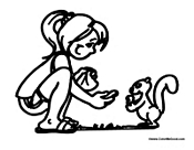 Girl Feeding Squirrel