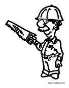 Construction Worker with Saw